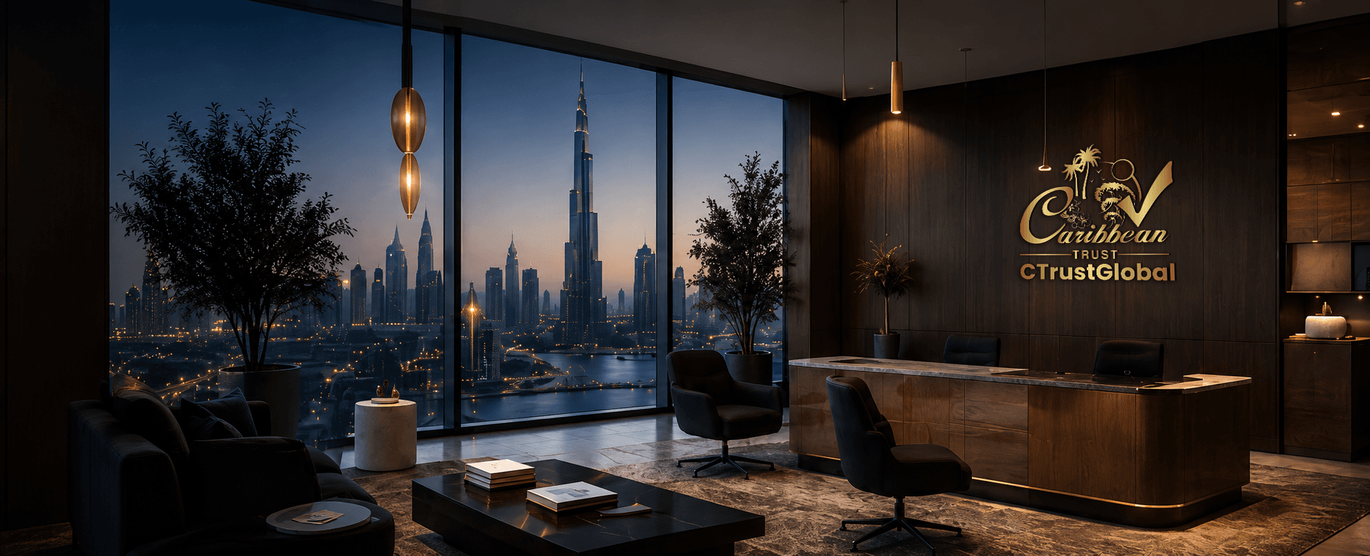 CTrustGlobal office with Dubai skyline